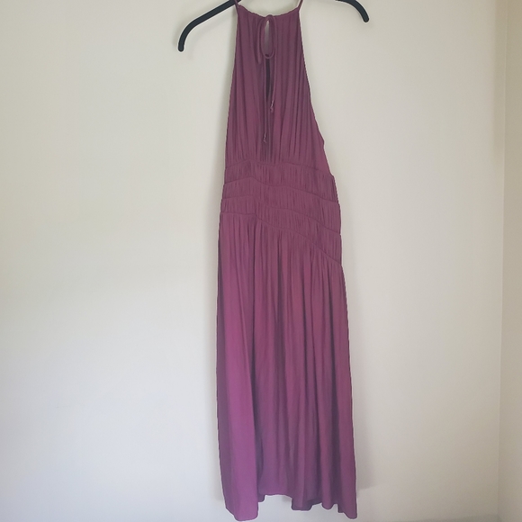 Anthro Moulinette Soeurs Smocked Waist Halter Midi Dress Purple Size 8 - Picture 3 of 7